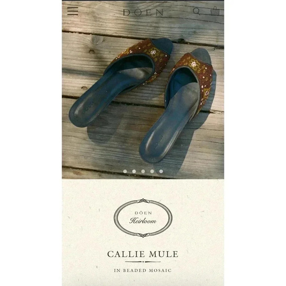NEW $350 Doen Callie Mule Hand Bidded Mosaic Slip On Heel Women's size 3… - Picture 4 of 14